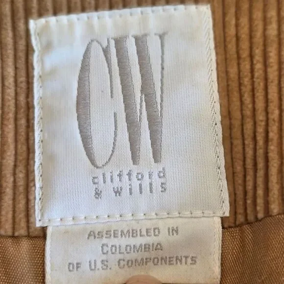 Vintage Clifford & Wills Corduroy Women's Camel Blazer Suede Collar Elbow Patch - Picture 4 of 9